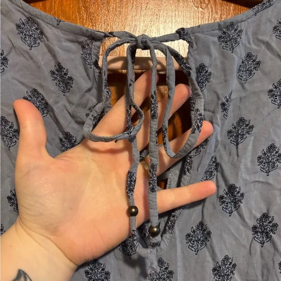 ANGIE Blue and Black Bohemian Flowy Romper Womens Size Large - Picture 9 of 9